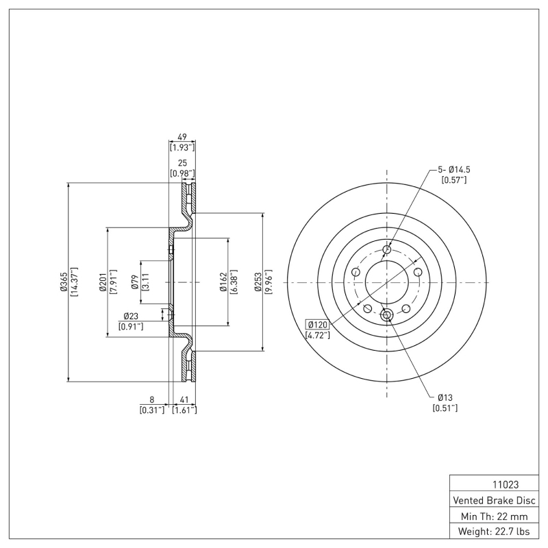 Land Rover Defender 130 Brake Rotor (1) - Rear - R1 Concepts - OE - `13-`25